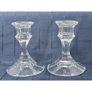 Vintage Pair Of 24% Lead Crystal‎ Candle Holders Made In The USA
